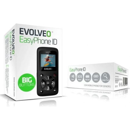 Evolveo - EasyPhone ID mobiltelefon időseknek, fekete