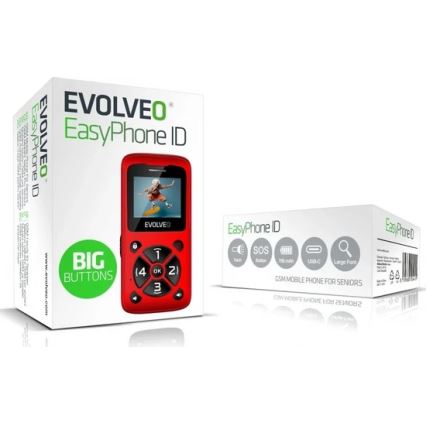 Evolveo - EasyPhone ID mobiltelefon időseknek, piros