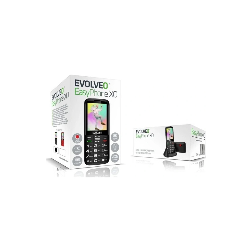 Evolveo - EasyPhone XO, mobiltelefon időseknek, fekete