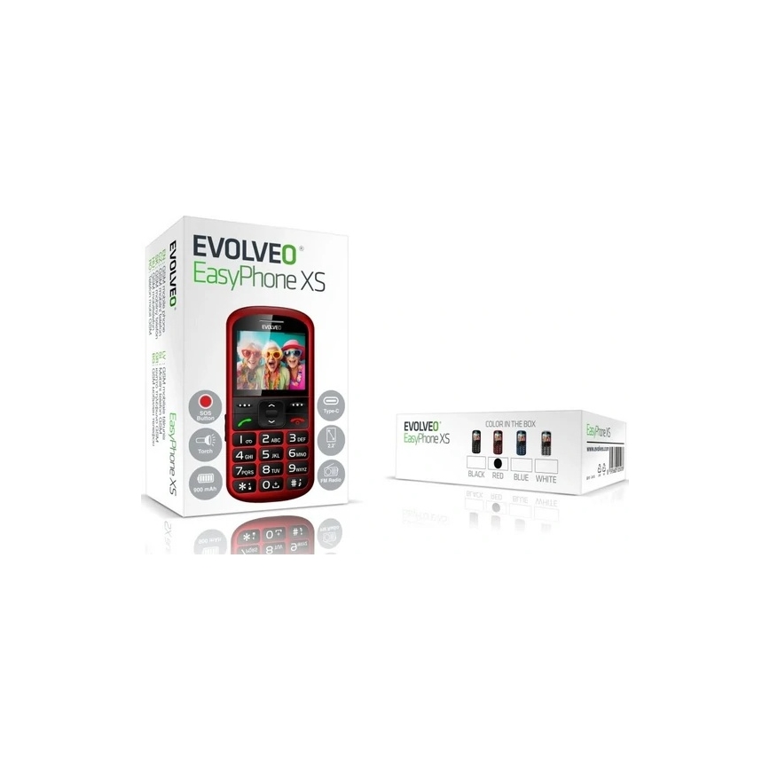 Evolveo - EasyPhone XS, időseknek tervezett mobiltelefon piros