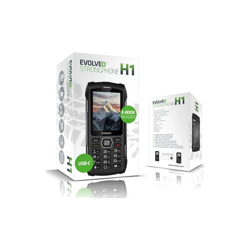 Evolveo - StrongPhone H1 vízálló Dual SIM mobiltelefon fekete/ezüst