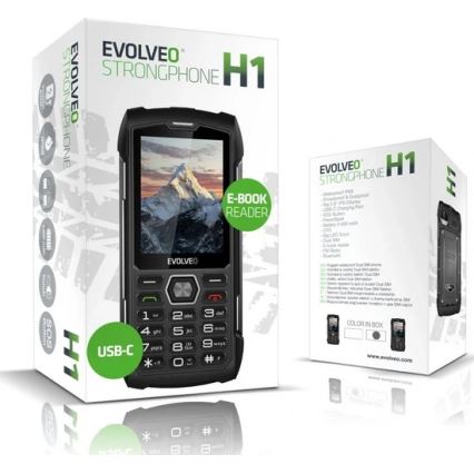 Evolveo - StrongPhone H1, vízálló Dual SIM telefon fekete/ezüst