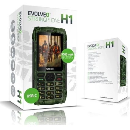 Evolveo - StrongPhone H1, vízálló Dual SIM telefon vadászkamuflázs mintázattal