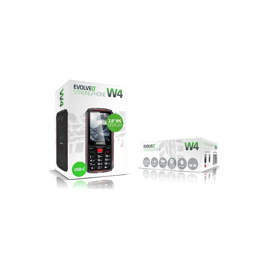 Evolveo - StrongPhone W4, vízálló Dual SIM telefon fekete/piros