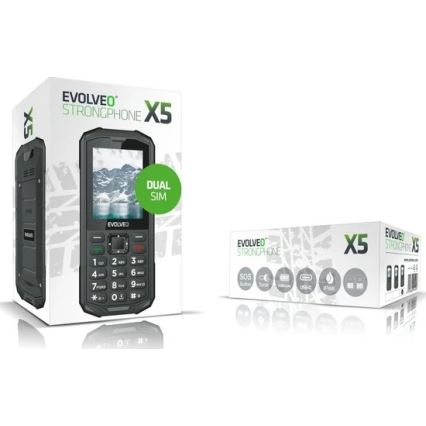 Evolveo - StrongPhone X5, vízálló Dual SIM-es mobiltelefon, fekete-szürke