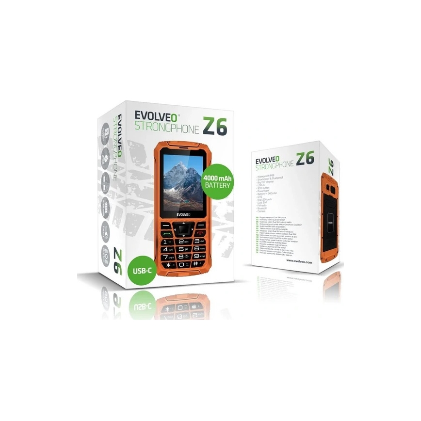 Evolveo - StrongPhone Z6, vízálló Dual SIM-telefon, narancssárga