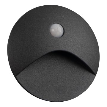 EXIN LED lépcsővilágító lámpatest mozgás- és szürkületérzékelővel LED/2,5W/230V 4000K IP65 antracit kerek