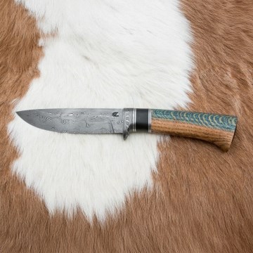 Exkluzív damaszkuszi kés 12,7 cm tölgy/ébenfa