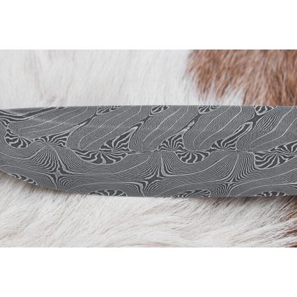 Exkluzív damaszkuszi kés 13 cm szerpentinit/rénszarvas agancs