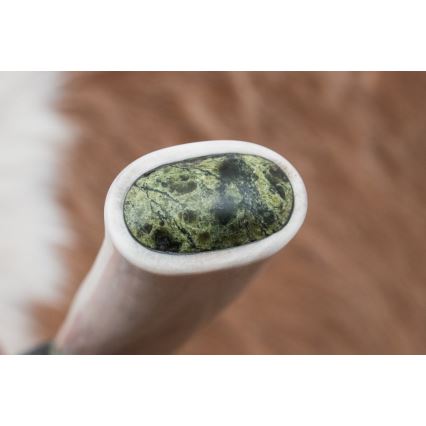 Exkluzív damaszkuszi kés 13 cm szerpentinit/rénszarvas agancs