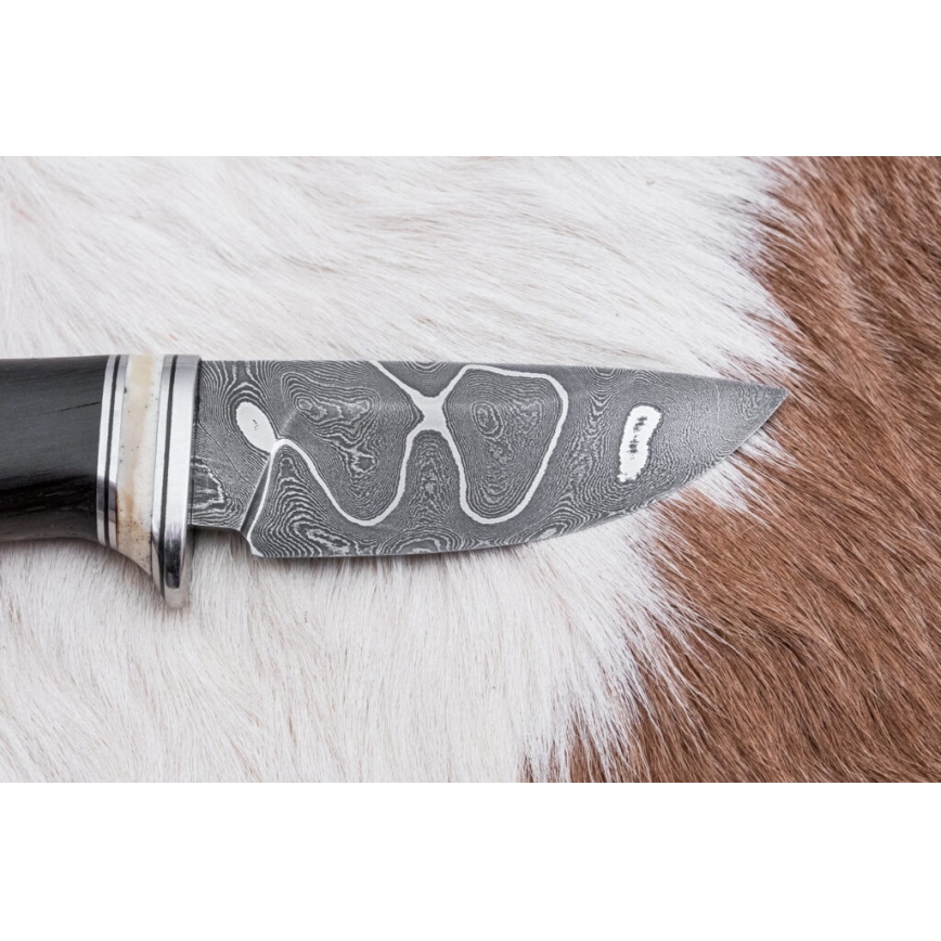 Exkluzív damaszkuszi kés 8,6 cm tölgy/tevecsont