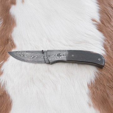 Exkluzív összecsukható damaszkuszi kés 8 cm mamut csont