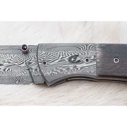 Exkluzív összecsukható damaszkuszi kés 8 cm mamut csont