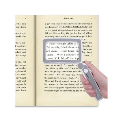 Extol - Fényerőszabályozható, újratölthető, összecsukható nagyító beépített LED-világítással/650 mAh akkumulátor/fehér/szürke