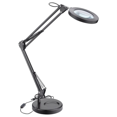 Extol - LED Dimmelhető asztali lámpa nagyítóval LED/8W/5V 2900/4500/7500K fekete