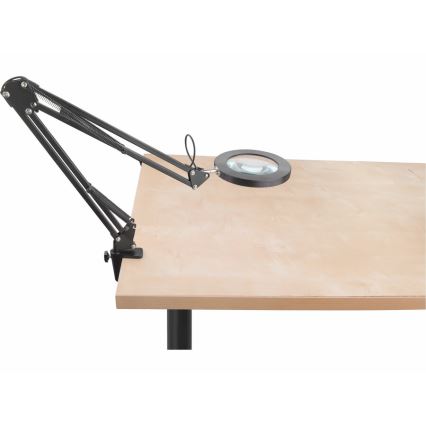 Extol - LED Dimmelhető asztali lámpa nagyítóval LED/8W/5V 2900/4500/7500K fekete