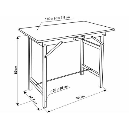 Extol - Összecsukható munkaasztal 100x60 cm barna/fekete