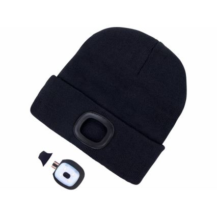 Extol - Sapka beépített fejlámpával és USB-töltéssel, 300 mAh, fekete, méret UNI