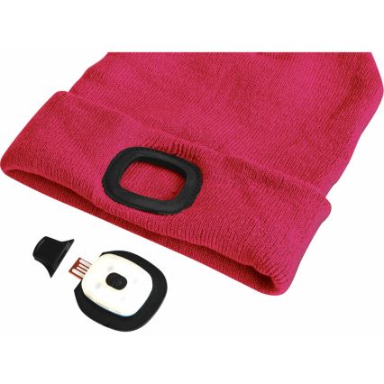Extol - Sapka fejlámpával, USB-töltéssel, 300 mAh kapacitású akkumulátorral, rózsaszín, egy méret (UNI)