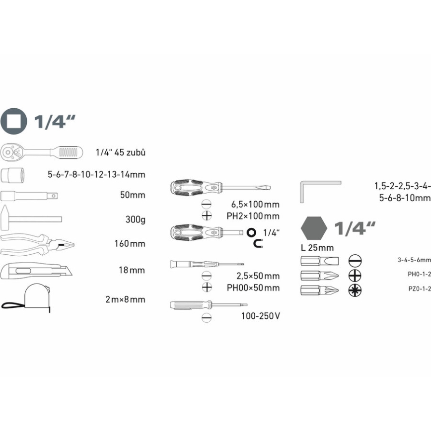 Extol - Szerszámkészlet 39 db