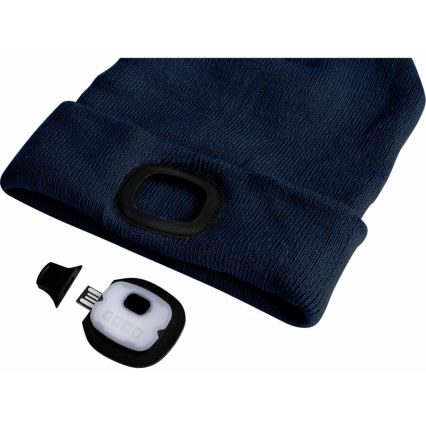 Extol - USB-tölthető fejlámpás sapka, 250 mAh, kék, UNI méret