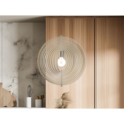 Fa csillár kötélen 1xE27/60W/230V átm. 43,5 cm tömör/furnér/bükk/kaucsukfa