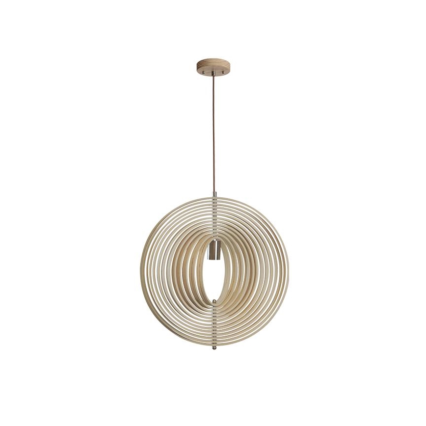 Fa csillár kötélen 1xE27/60W/230V átm. 43,5 cm tömör/furnér/bükk/kaucsukfa