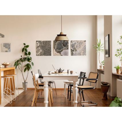 Fa csillár zsinóron 1xE27/60W/230V Ø 33 cm tömörfa/tölgy/dió/kaucsukfa