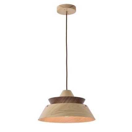 Fa csillár zsinóron 1xE27/60W/230V Ø 33 cm tömörfa/tölgy/dió/kaucsukfa