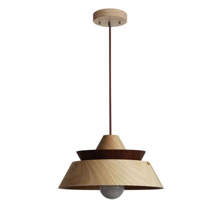 Fa csillár zsinóron 1xE27/60W/230V Ø 33 cm tömörfa/tölgy/dió/kaucsukfa
