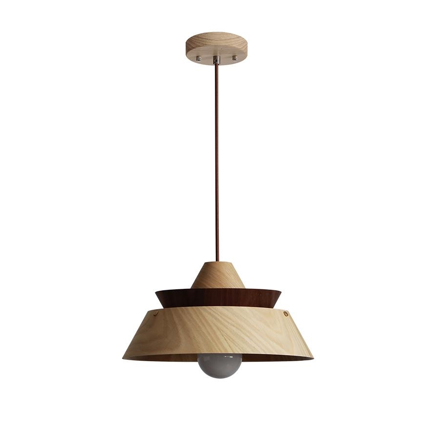 Fa csillár zsinóron 1xE27/60W/230V Ø 33 cm tömörfa/tölgy/dió/kaucsukfa
