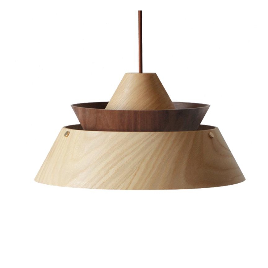 Fa csillár zsinóron 1xE27/60W/230V Ø 33 cm tömörfa/tölgy/dió/kaucsukfa