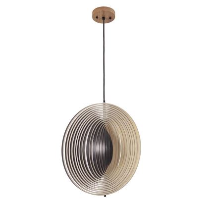 Fa függeszték zsinóron, 1xE27/60W/230V, átmérő 50 cm, tömör/furnér/kaucsukfa