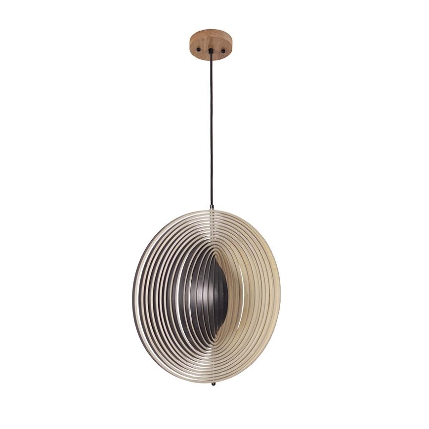 Fa függeszték zsinóron, 1xE27/60W/230V, átmérő 50 cm, tömör/furnér/kaucsukfa