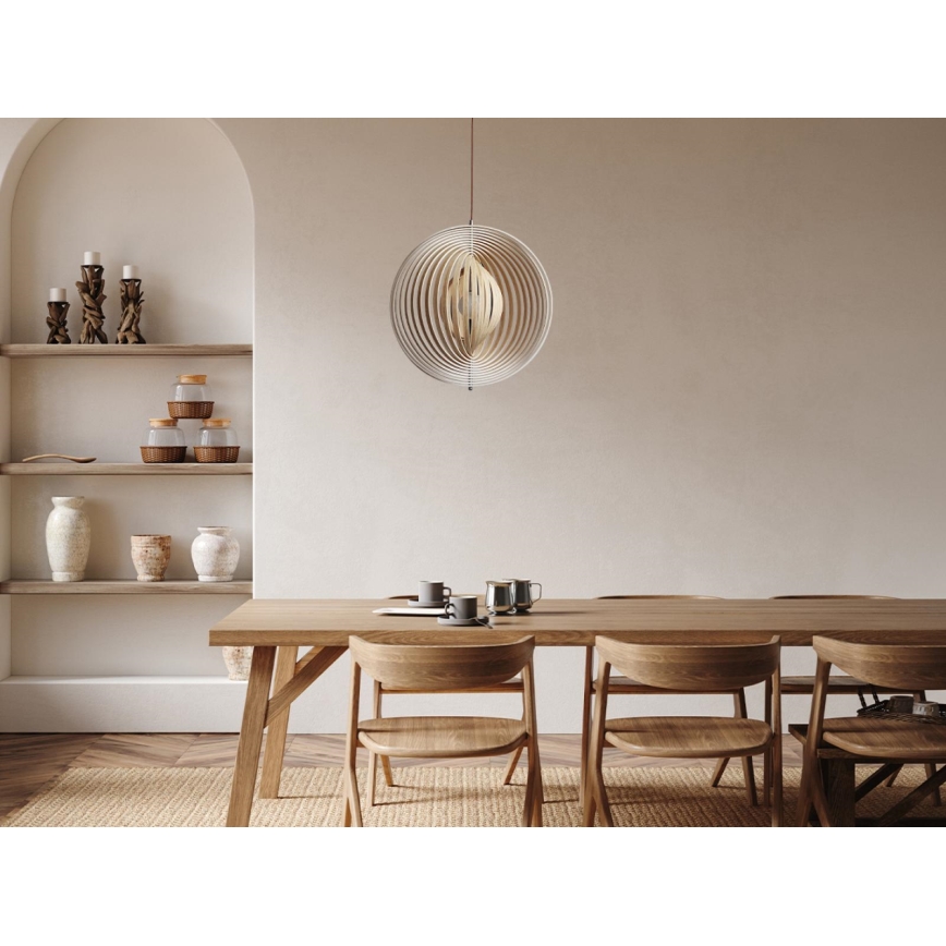 Fa függőlámpa kábelen 1xE27/60W/230V Ø 50 cm tömörfa/furnér/kaucsukfa