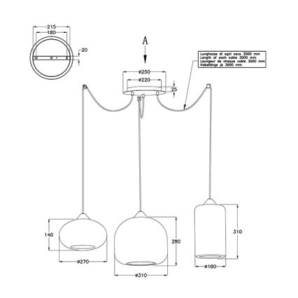Fabas Luce 3496-47-126 - Csillár zsinóron FIONA 3xE27/60W/230V