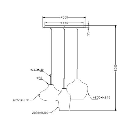 Fabas Luce 3725-47-363 - Csillár zsinóron OLBIA 3xE27/40W/230V