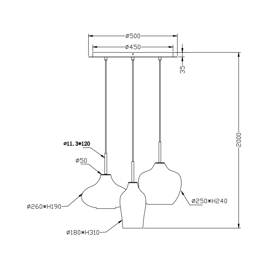 Fabas Luce 3725-47-363 - Csillár zsinóron OLBIA 3xE27/40W/230V