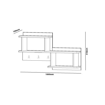 Fali akasztó polccal NIZZA 51,8x100 cm fehér