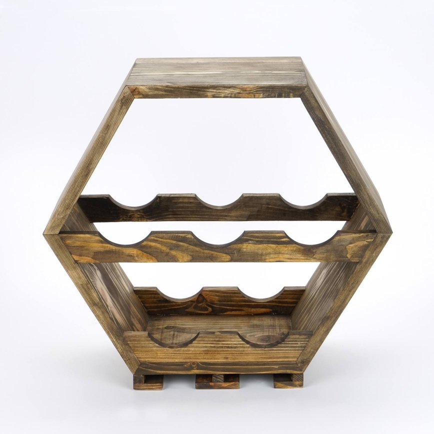 Fali bortartó borosüvegekhez 46x42 cm, lucfenyő fa/fém