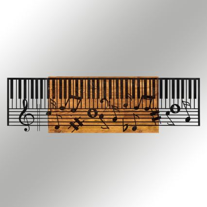 Fali dekoráció 100x30 cm zongora fa/fém