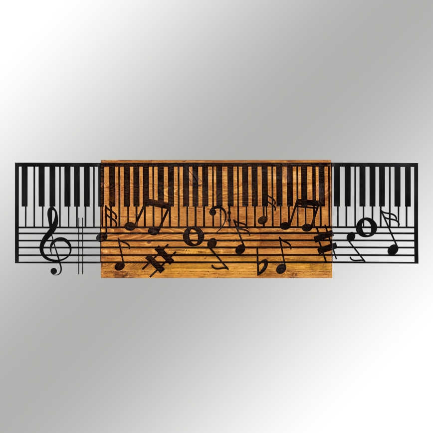 Fali dekoráció 100x30 cm zongora fa/fém