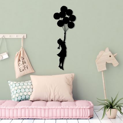 Fali dekoráció 100x34 cm lány fém