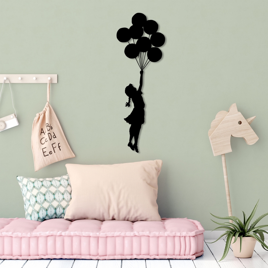 Fali dekoráció 100x34 cm lány fém