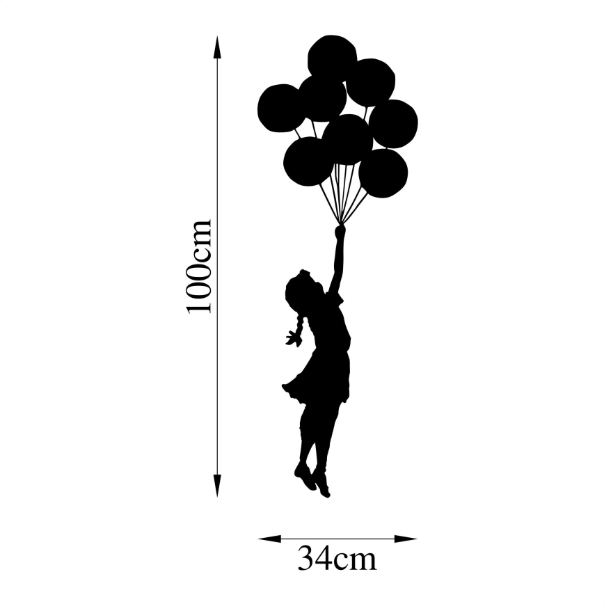 Fali dekoráció 100x34 cm lány fém