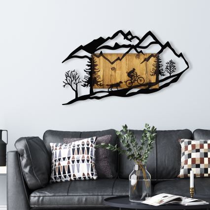 Fali dekoráció 110x65 cm biciklizés fa/fém