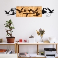Fali dekoráció 111x25 cm madarak fa/fém