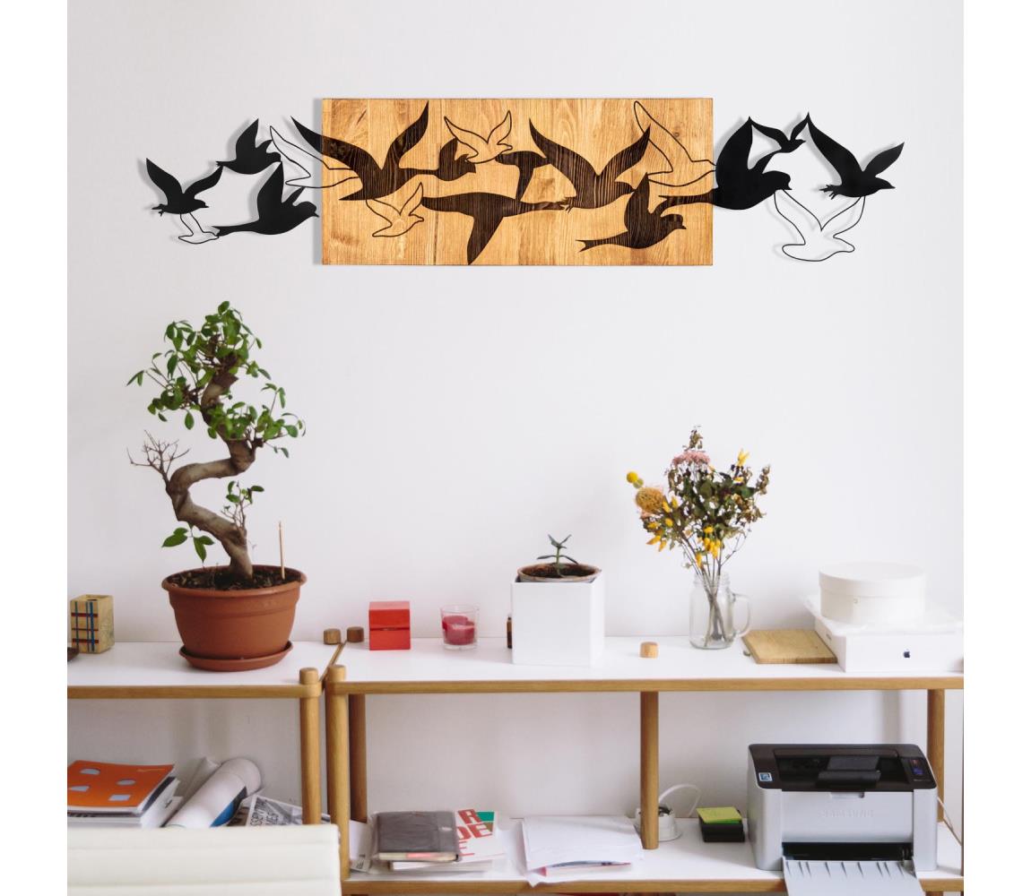 Fali dekoráció 111x25 cm madarak