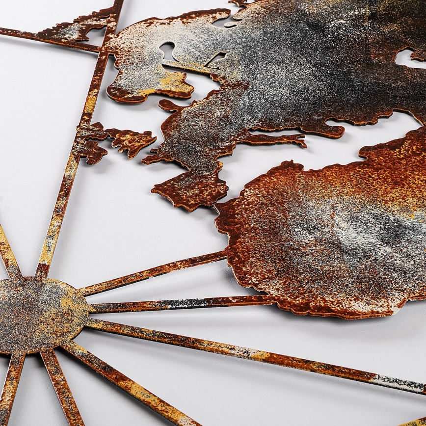 Fali dekoráció 120x60 cm világtérkép fém