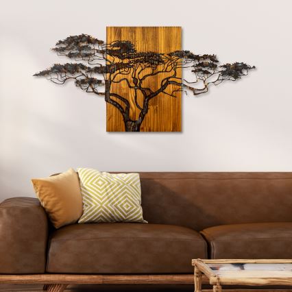 Fali dekoráció 144x70 cm fa/fém faág mintával